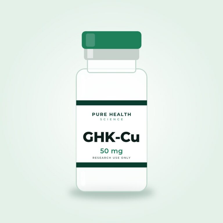 GHK-Cu 50 mg lyophilized research peptide vial by Pure Health Sciences