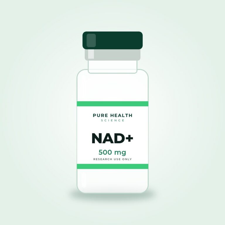 NAD+ 500 mg lyophilized research peptide vial by Pure Health Sciences