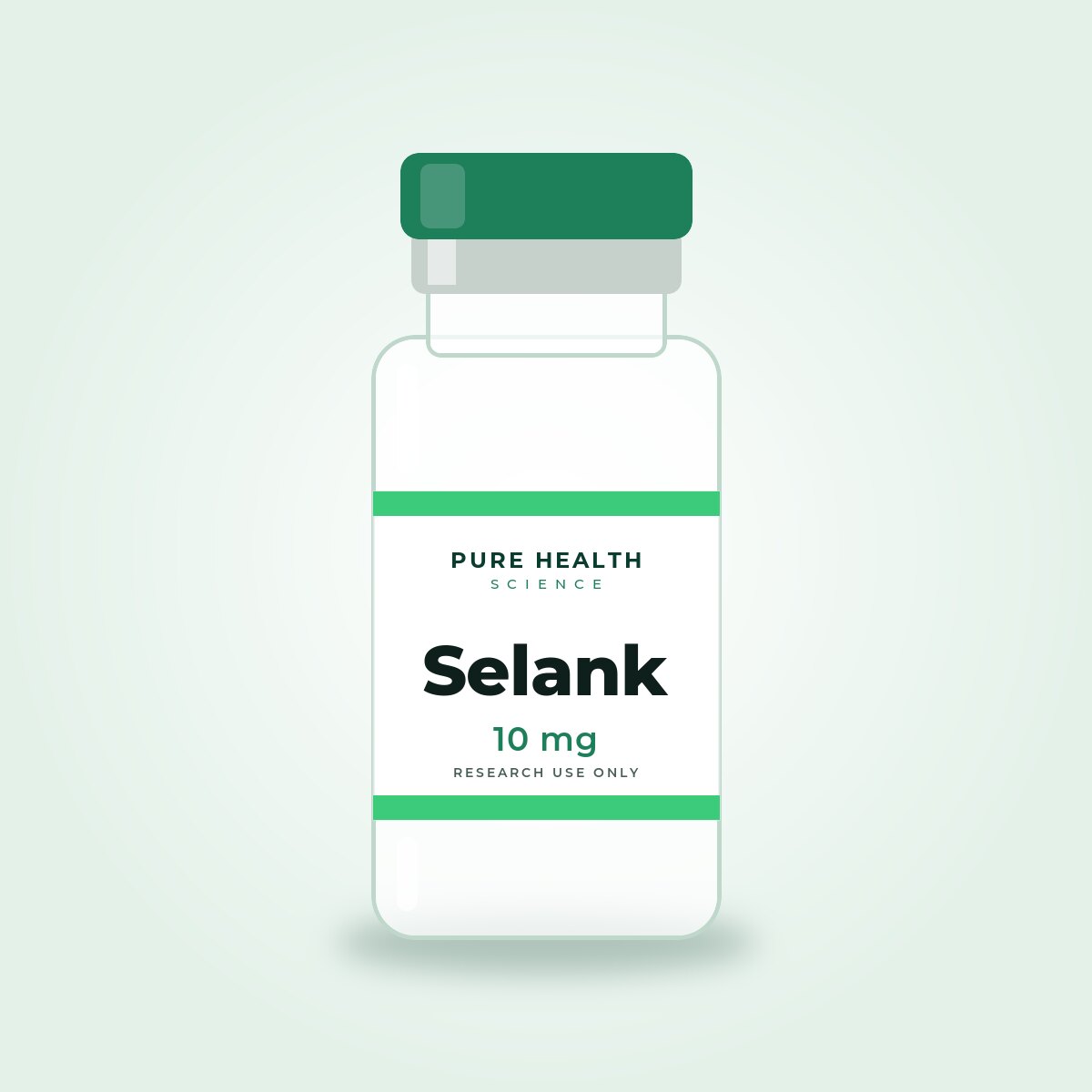 Selank 10 mg lyophilized research peptide vial by Pure Health Sciences